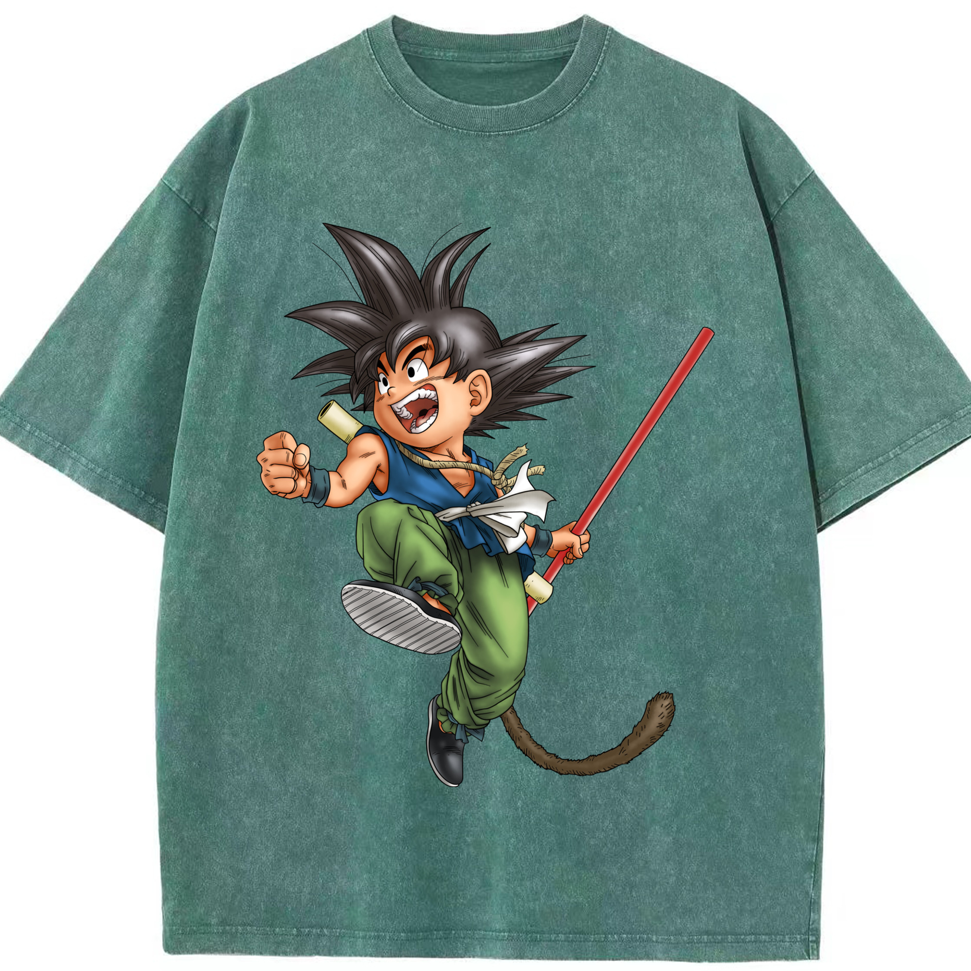 （画像用） ドラゴンボール 孫悟空（そん ごくう）Son Goku カカロット DRAGON BALL Kakarotto 綿100% ヴィンテージ風 半袖Tシャツ（フロントプリント）